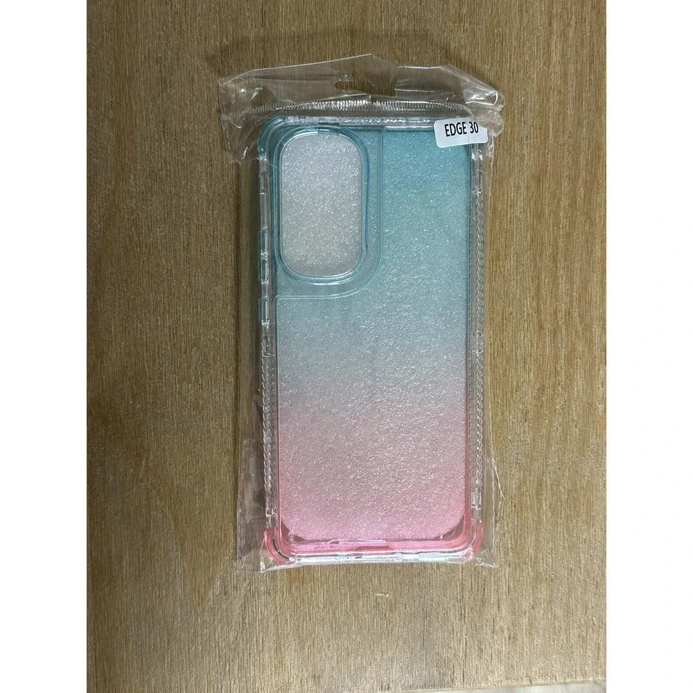 Motorola Edge 30 Phone Case Full-Body Rugged Transparent‎ Pink Blue